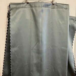 New !!!  3 panels 48”-68” olive satin room darkeners with scallop edging